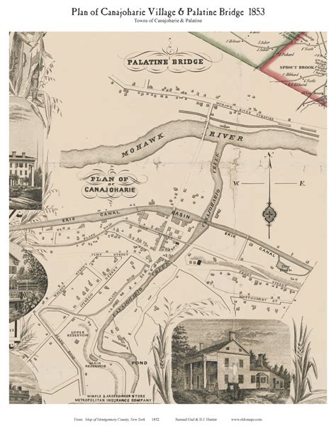 Canajoharie Village And Palatine Bridge New York 1853 Old Town Map