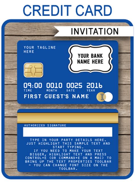 blue credit card invitations mall scavenger hunt invitations