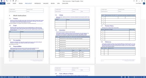 Work Instruction Templates Ms Word Templates Forms Checklists For