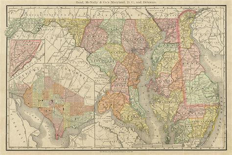 1892 Map Of Maryland Washington Dc And Delaware Historical Map