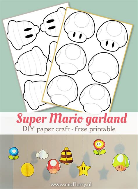 Free Printable For A Super Mario Garland Diy Paper Craft For Kids Diy