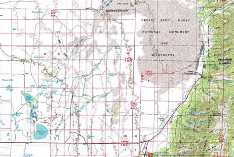 Great Sand Dunes Area Topo Map In The San Luis Valley Of Colorado