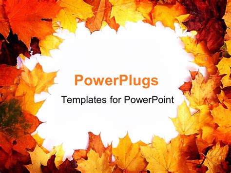 Powerpoint Template Autumn Border With Fall Leaves In Red Orange