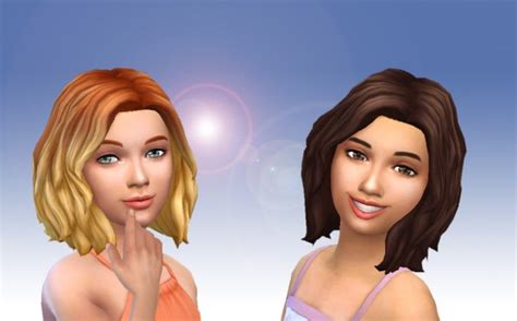 Sims 4 Hairs ~ Mystufforigin Mid Wavy Bob Hair For Girls