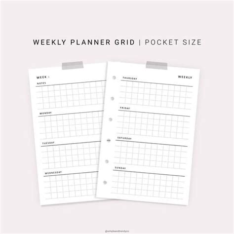 Weekly Planner Printable Pocket Size Weekly Schedule Etsy Weekly