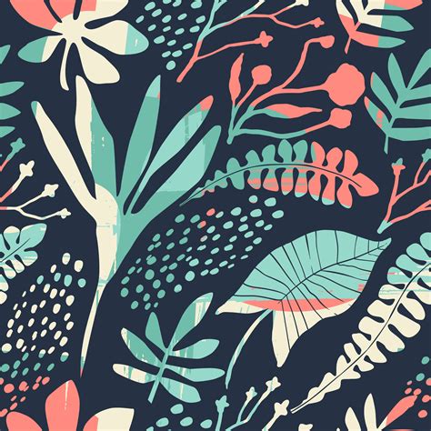 Abstract Floral Seamless Pattern With Trendy Hand Drawn Textures