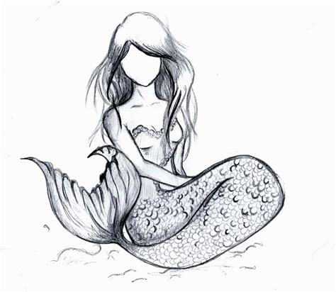 Drawn Mermaid Pencil And In Color Drawn Mermaid
