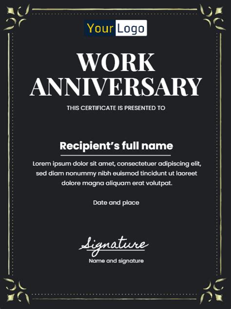 8 Free Work Anniversary Certificate Templates