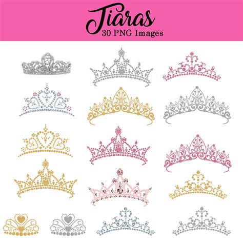 Tiara Princess Clipart Glitter And Diamond Clip Art Instant Etsy Ireland