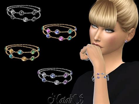 Mixed Gemstones Double Chain Bracelet Found In Tsr Category Sims 4