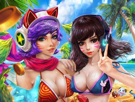 Dva Ahri Poro And Arcade Ahri Overwatch And 1 More Drawn By