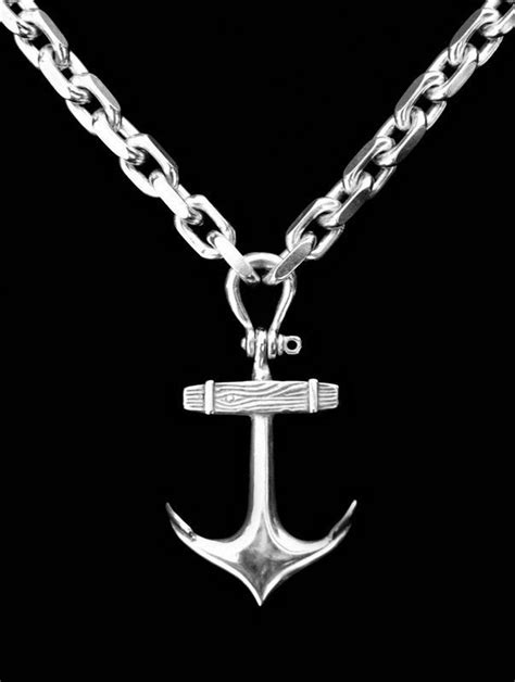Sterling Silver Mens Necklace With Nautical Custom Boat Anchor L