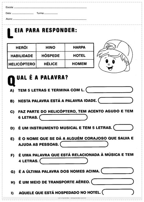 Atividades De Português 1º Ano Descubra A Palavra Ler E Aprender