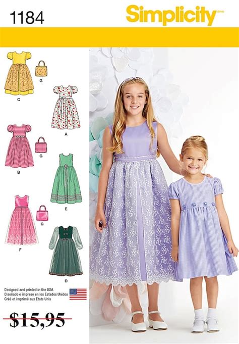 Simplicity Pattern 1184 Childs And Girls Dresses And Purse Size 3