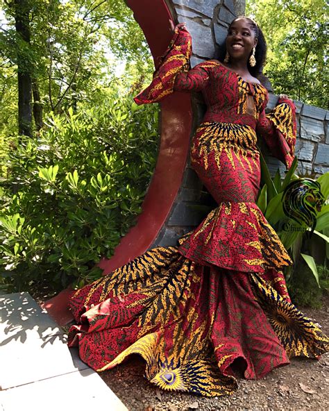 Queen Mahalia Womens Mermaid Dress In African Ankara Dashiki Kente