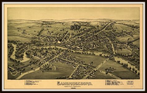 Camebridgeboro Penn Panoramic Map Vintage Map Vintage Map Etsy