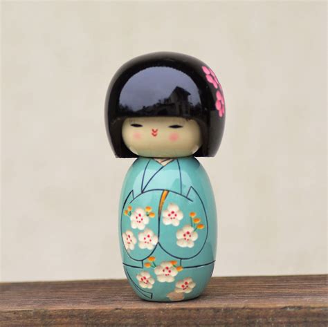 kokeshi doll vintage japanese doll wooden girl doll in kimono wood collectible figurine