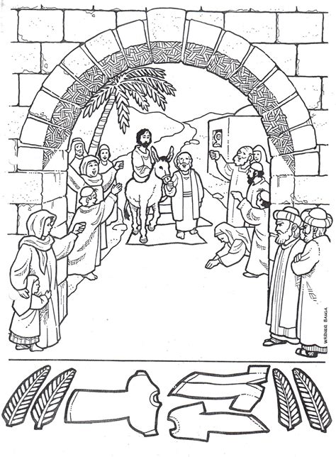 Jesus Enters Jerusalem In This Palm Sunday Coloring Page For