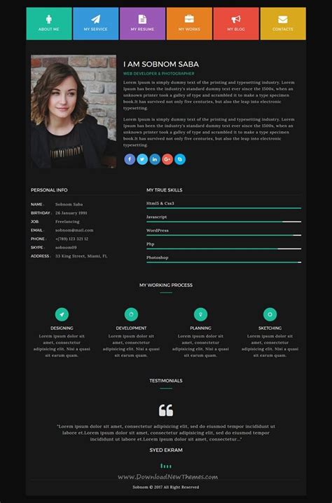 This unique and elegantly designed template is a perfect choice for creative designers, photographers, illustrators, architects, developers, freelancers or pretty much any profession around the world. Sobnom is fresh and clean Design 2in1 responsive #HTML ...