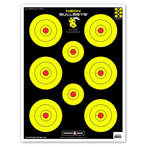 Neon Bullseye Ultra Bright Paper Shooting Targets