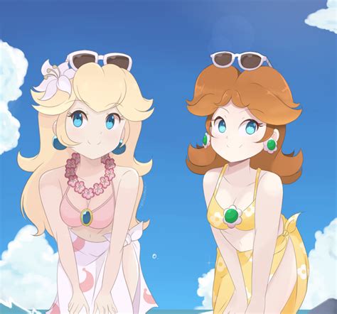 Princess Peach Daisy Summer Swimwear Together By Chocomiru02 Super Mario Art Peach Mario