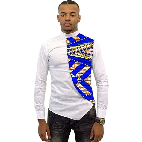 Asymmetrical Design Men Dashiki Shirt Ankara Male Tops Fashion Bright
