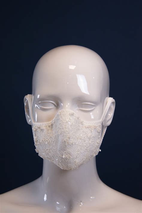 Bridal Face Mask With Pearls And Lace Taylor Lane Designs