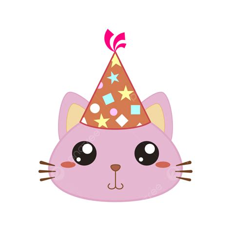 Birthday Hat Vector Art Png Cat With Birthday Hat Animal Birthday