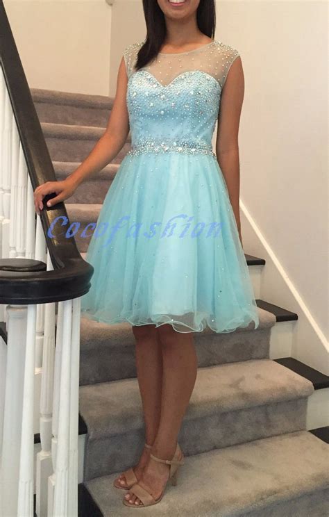 Sky Blue Beading Homecoming Dressessexy Party Dress