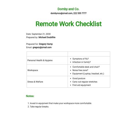 Remote Work Schedule Template