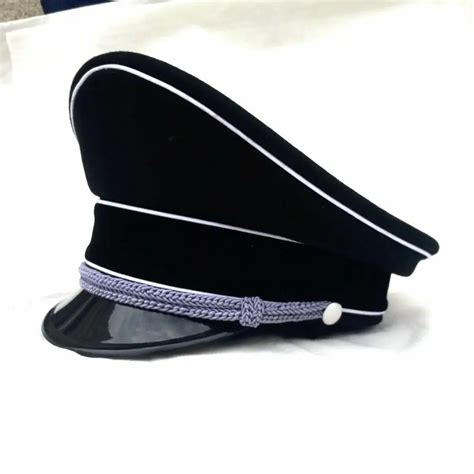 Tomwang2012 Wwii Ww2 German Elite Officer Woolen Hat Brimmed Military Cap Black Collection War