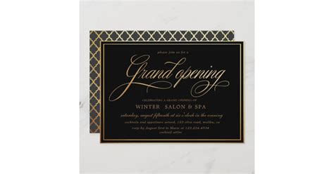 Elegant Calligraphy Gold Grand Opening Invitation Zazzle