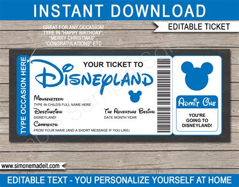 Surprise Trip to Disneyland Ticket Template | Printable Disney Trip