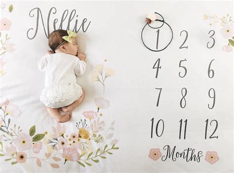 Baby Month Milestone Blanket Blossom Girl Personalized Baby