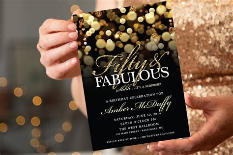 Surprise 50th Birthday Party Invitation With Gold Glitter Etsy
