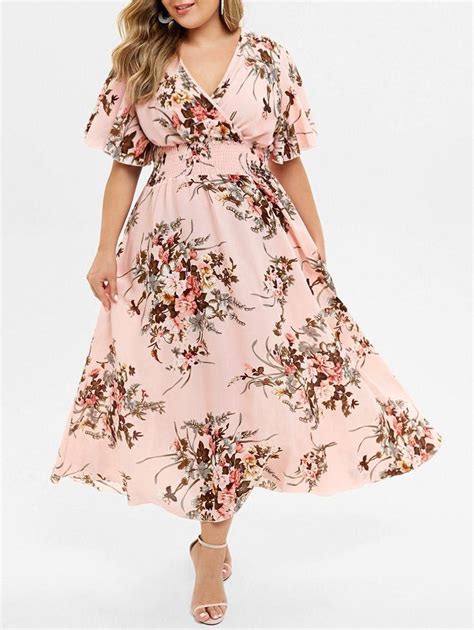 Plus Size Floral Print Bohemian Maxi Dress Kl Nningar