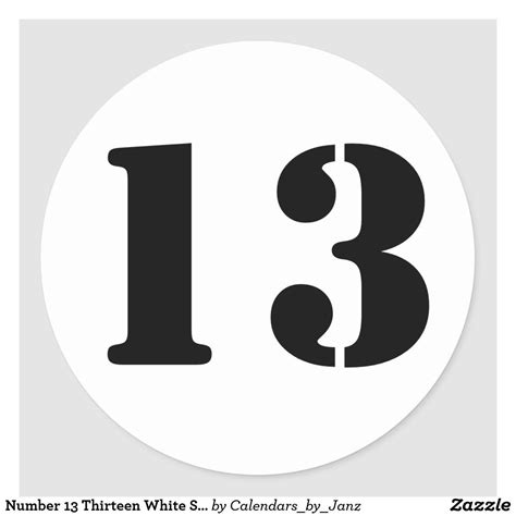 Number 13 Thirteen White Stencil Numbers By Janz Classic Round Sticker