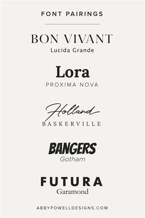 Four Different Font Styles Are Shown In Black And White With The Names Below Them