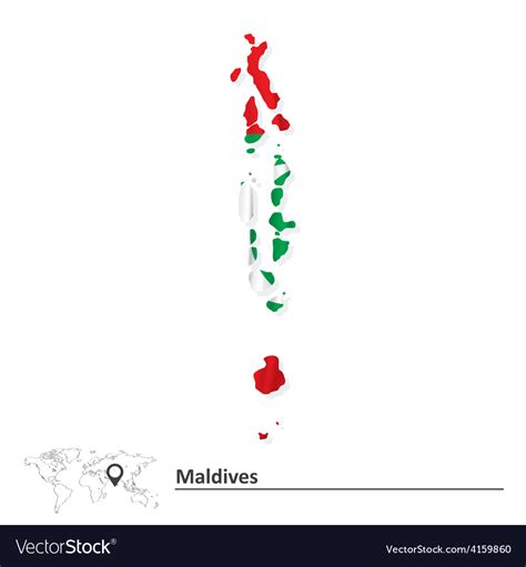 Map Of Maldives With Flag Royalty Free Vector Image