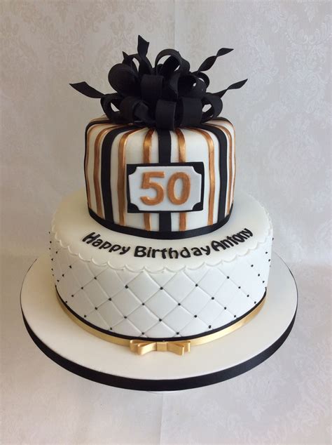 Parcel Style Top Tier For This 2 Tier Black And Gold Themed Birthday