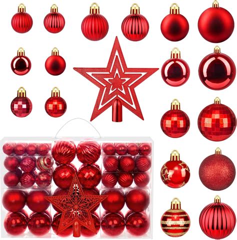 MTSCE Boule de Noel Rouge 101 Pièces en 17 Types Decoration Sapin