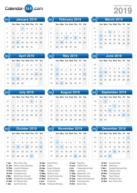 2019 Calendar Of Holidays Qualads