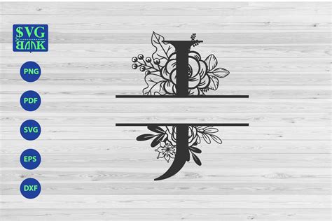 Split Monogram Letter J Svg Alphabet Floral Initial Logo J