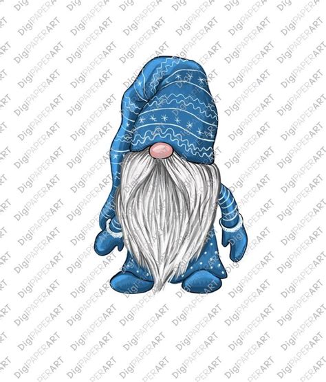 Christmas Gnome Png Scandinavian Blue Gnomes Clipart Nordic Etsy