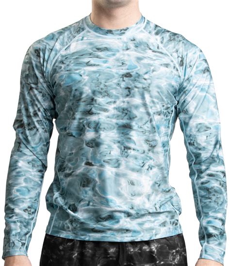 Aqua Design Rash Guard Men Upf 50 Long Sleeve Rashguard Swim Shirts For Men Aqua Sky Size 3x