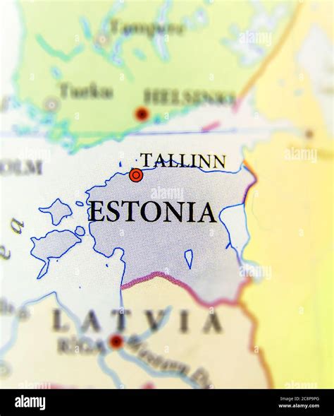 Geographic Map Of European Country Estonia With Important Cities Stock
