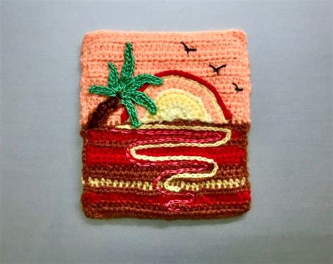 Sunset Fridge Magnet Crochet Krafts