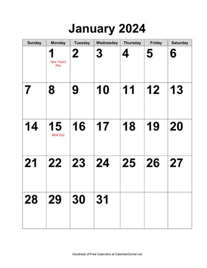 Large Monday Printable 2024 Calendar Calendar Quickly 2024 Calendar