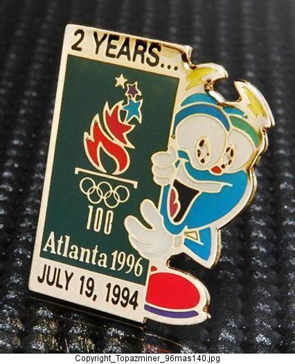 Olympic Pins 1996 Atlanta Izzy Mascot 2 Years Countdown Logo Mascot