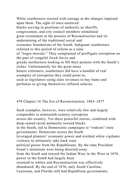 Chapter 16 The Era Of Reconstruction 18651877 Of Us Histodocx